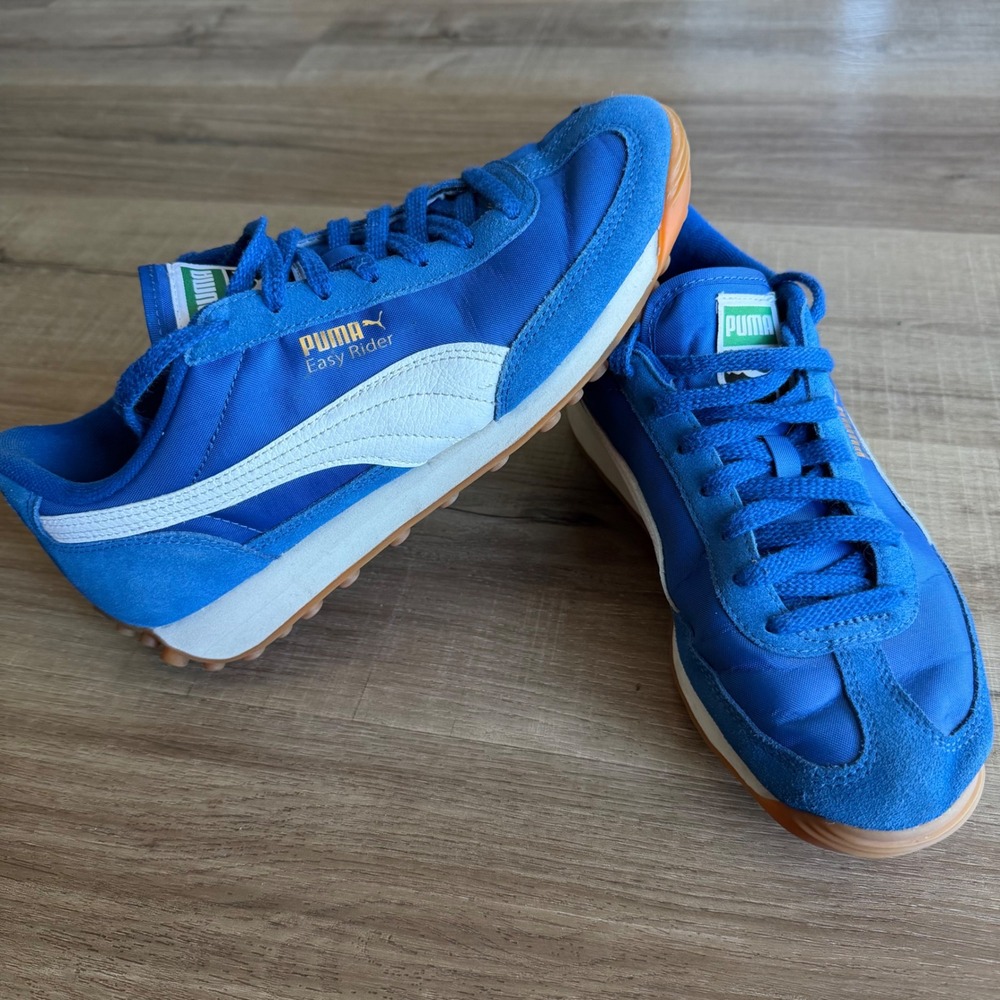 Puma Easy Rider Blue White Gum Sole Mens Retro Running Sneakers Low Top Shoes